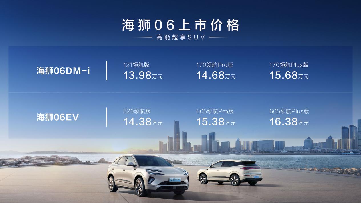 高品质出行之选 中型SUV比亚迪海狮06上市 售价13.98万到16.38万